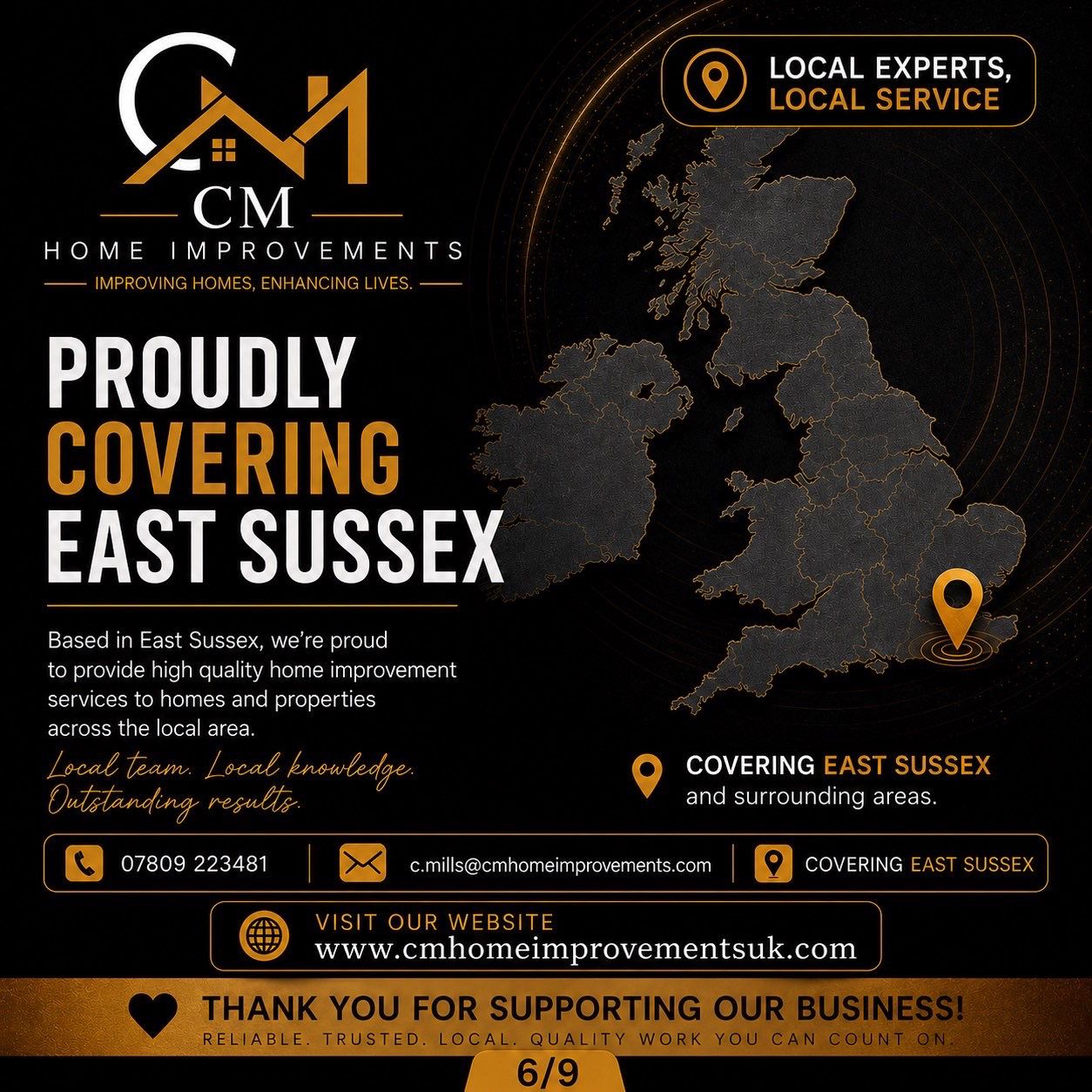 Our service coverage area for home improvements and renovations