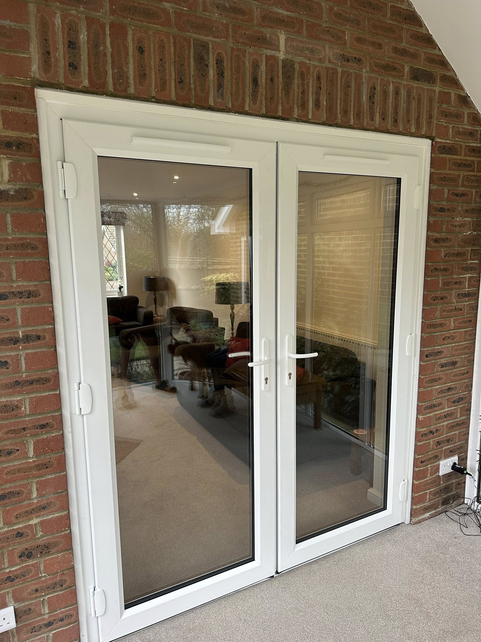 Room with new French doors installed